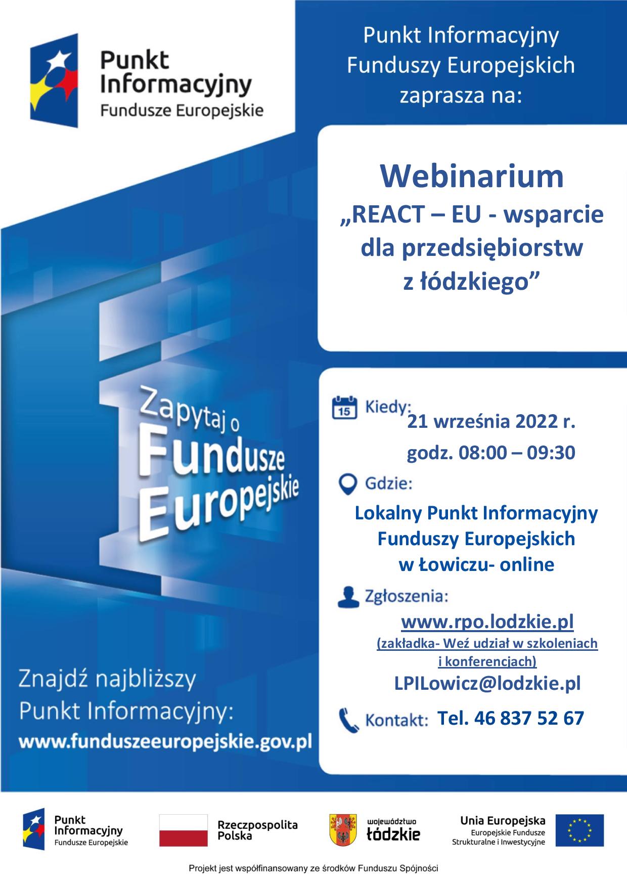 REACT – EU - wsparcie dla przedsiębiorstw z łódzkiego